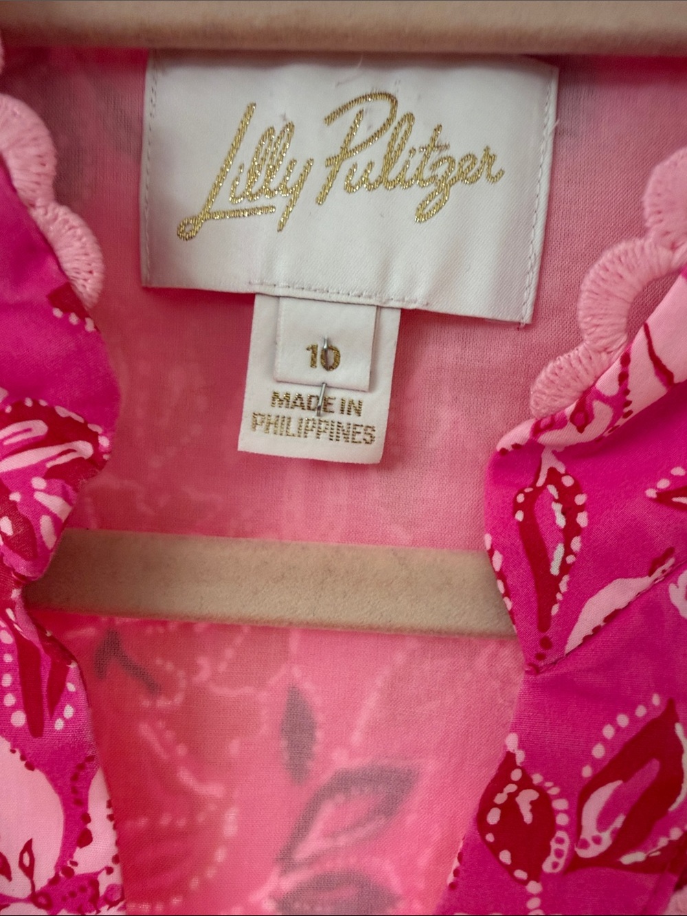 Lilly Pulitzer Hot Pink Floral Lace-Trim Caftan - Picture 3 of 4